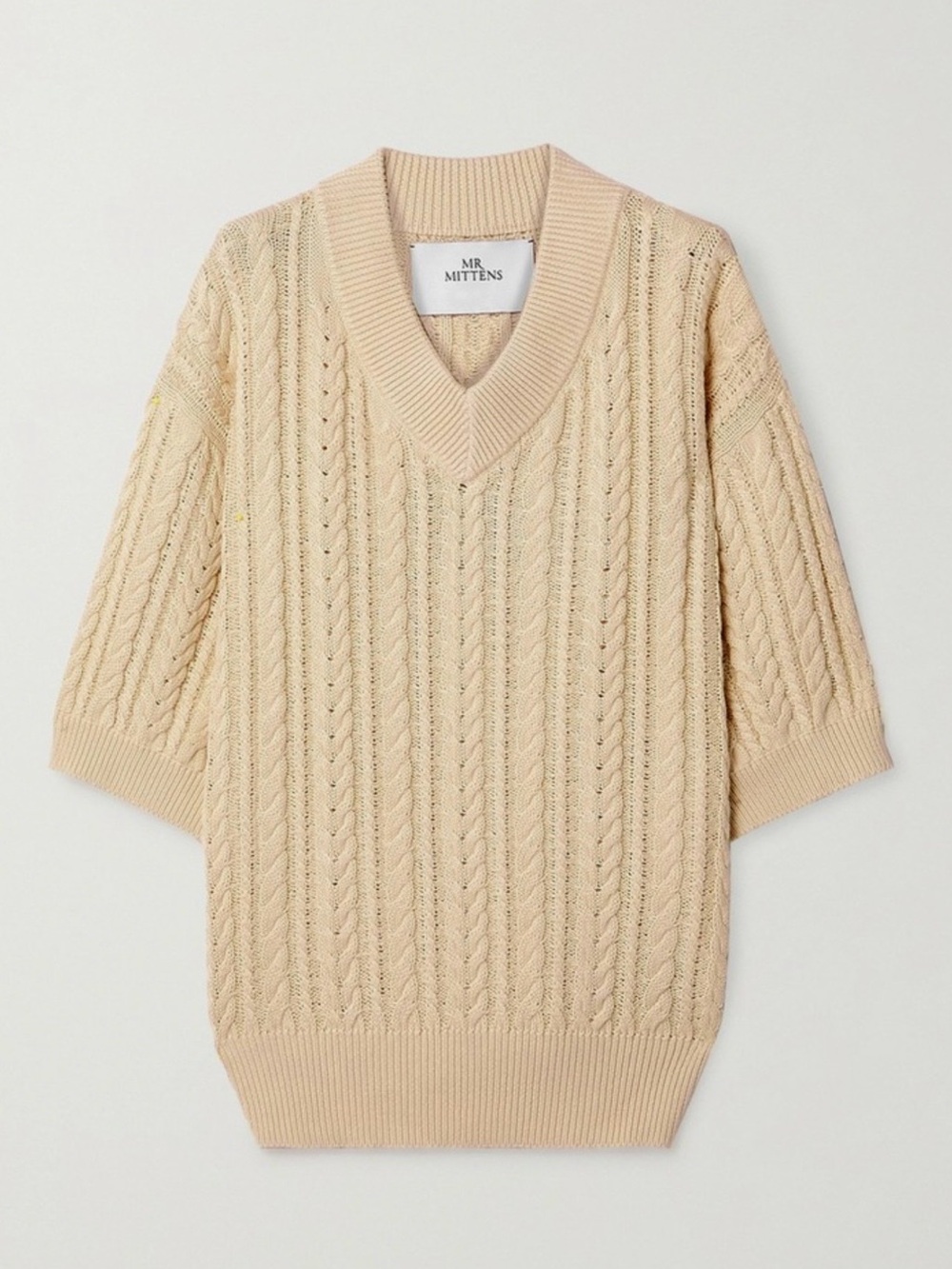 Mr Mittens Cable Knit Cotton Sweater in Cream  Size XSmall